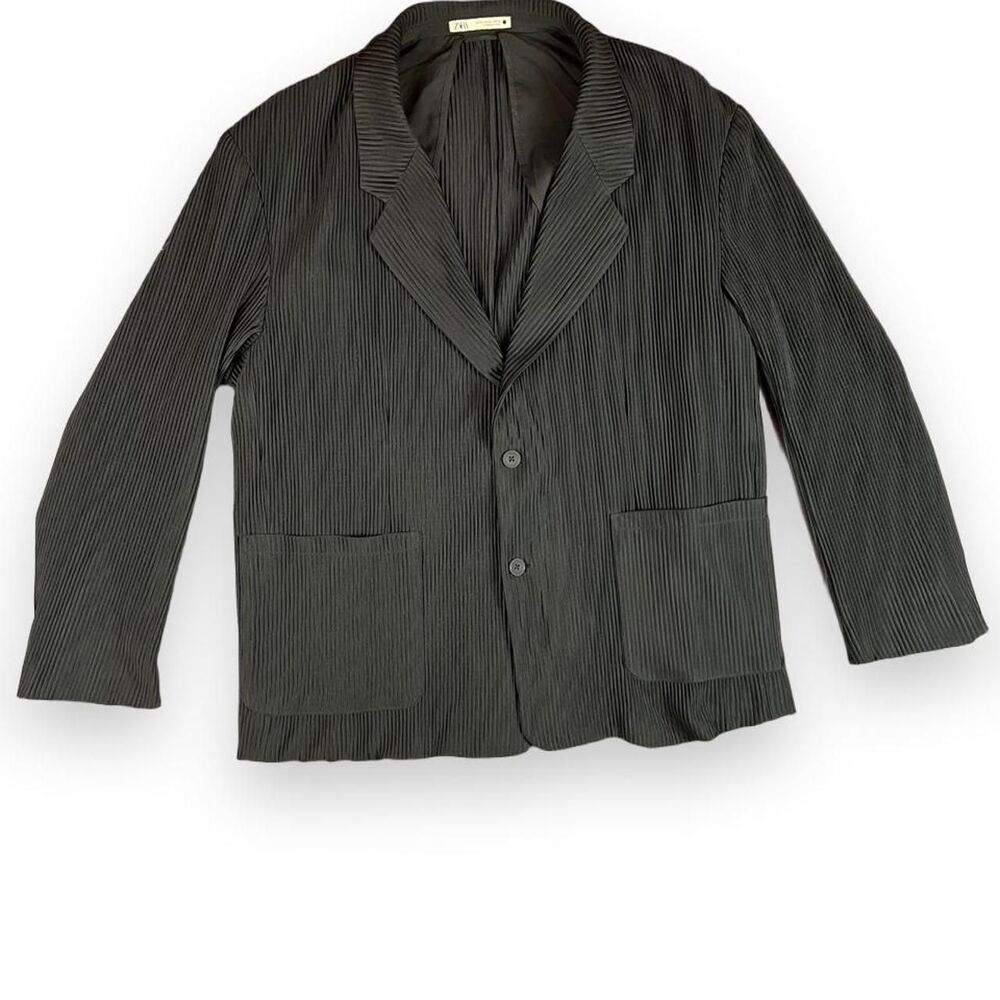 Zara Men's XL Black Ribbed Chore Jacket
